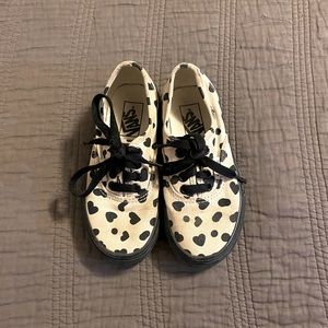 Vans Cream w/ Black Hearts and Dots, and Black Accents, Size 11